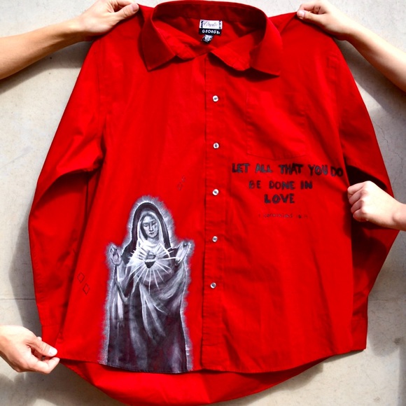 virgin de guadalupe button up top
